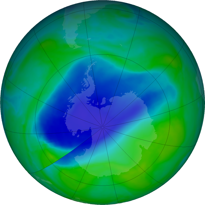 Antarctic ozone map for 10 December 2021
